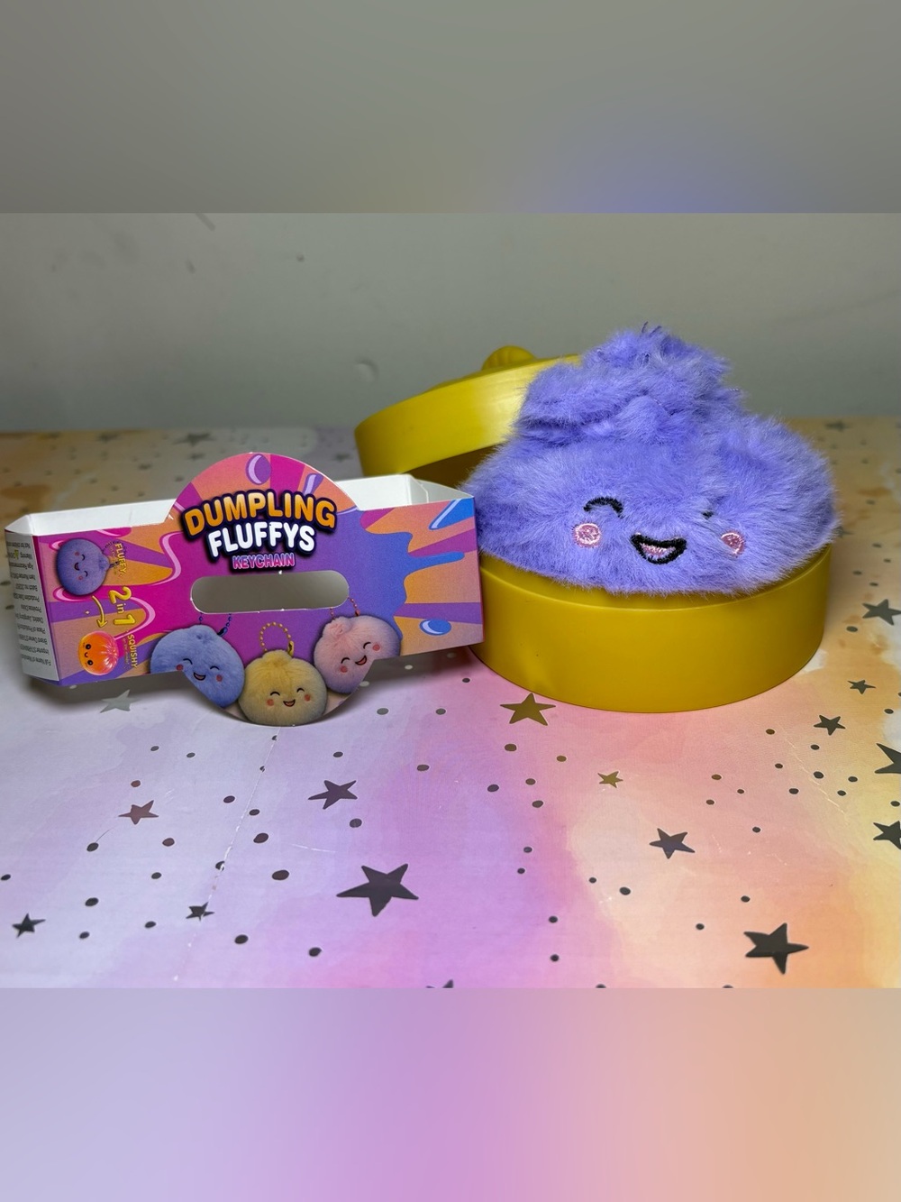 RARE Dumpling Fluffys Squishy Plush Keychain Purple New